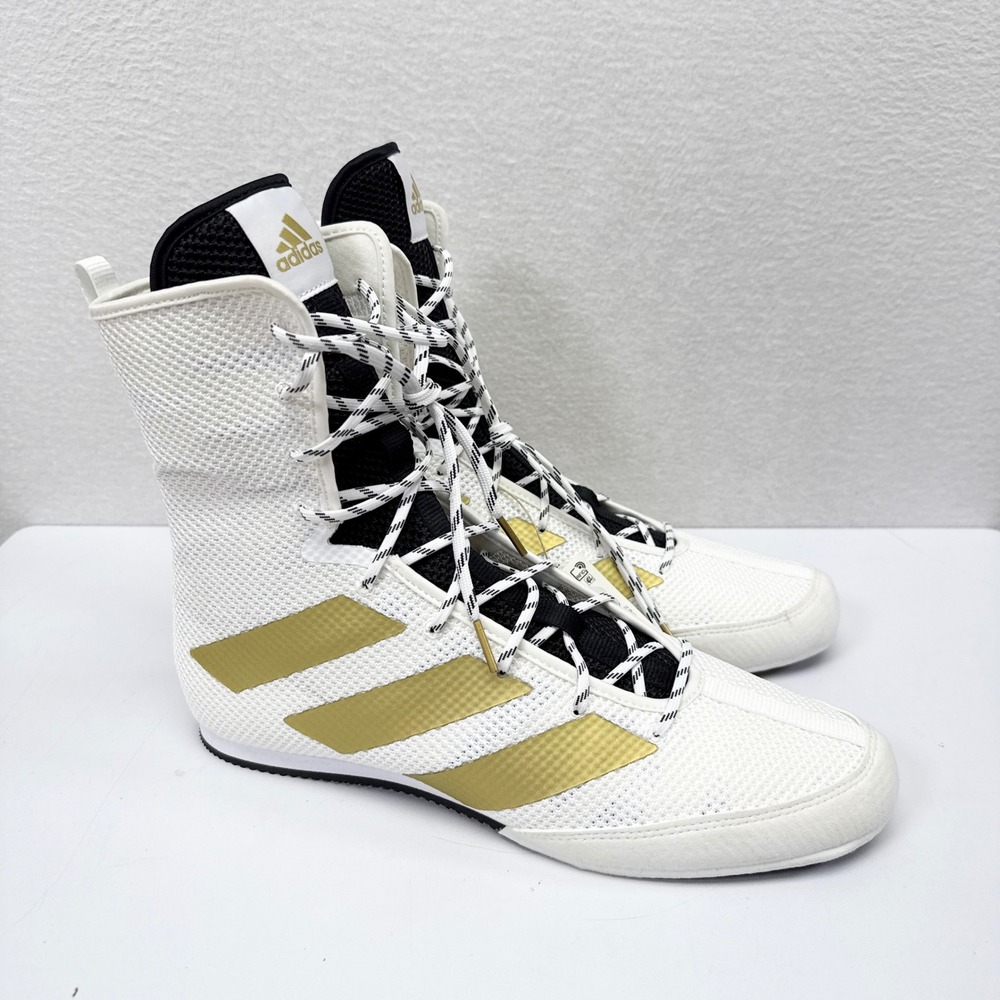 Adidas Box Hog 3 Boxing Shoes Mens Size 11 White Gold High Rise Sneakers NEW